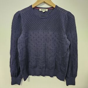 Boden Navy Cotton Knit Lightweight Sweater
